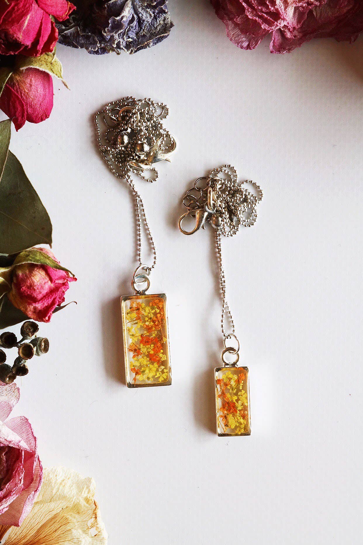 Collier rectangulaire | Grande fougère asperge dorée