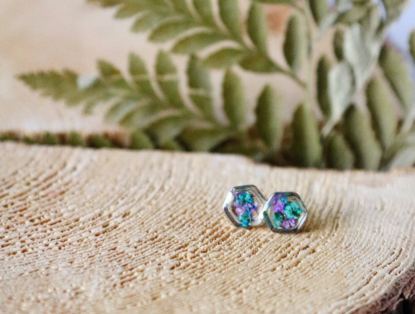 Clous d'oreilles hexagonaux | Silver Nature