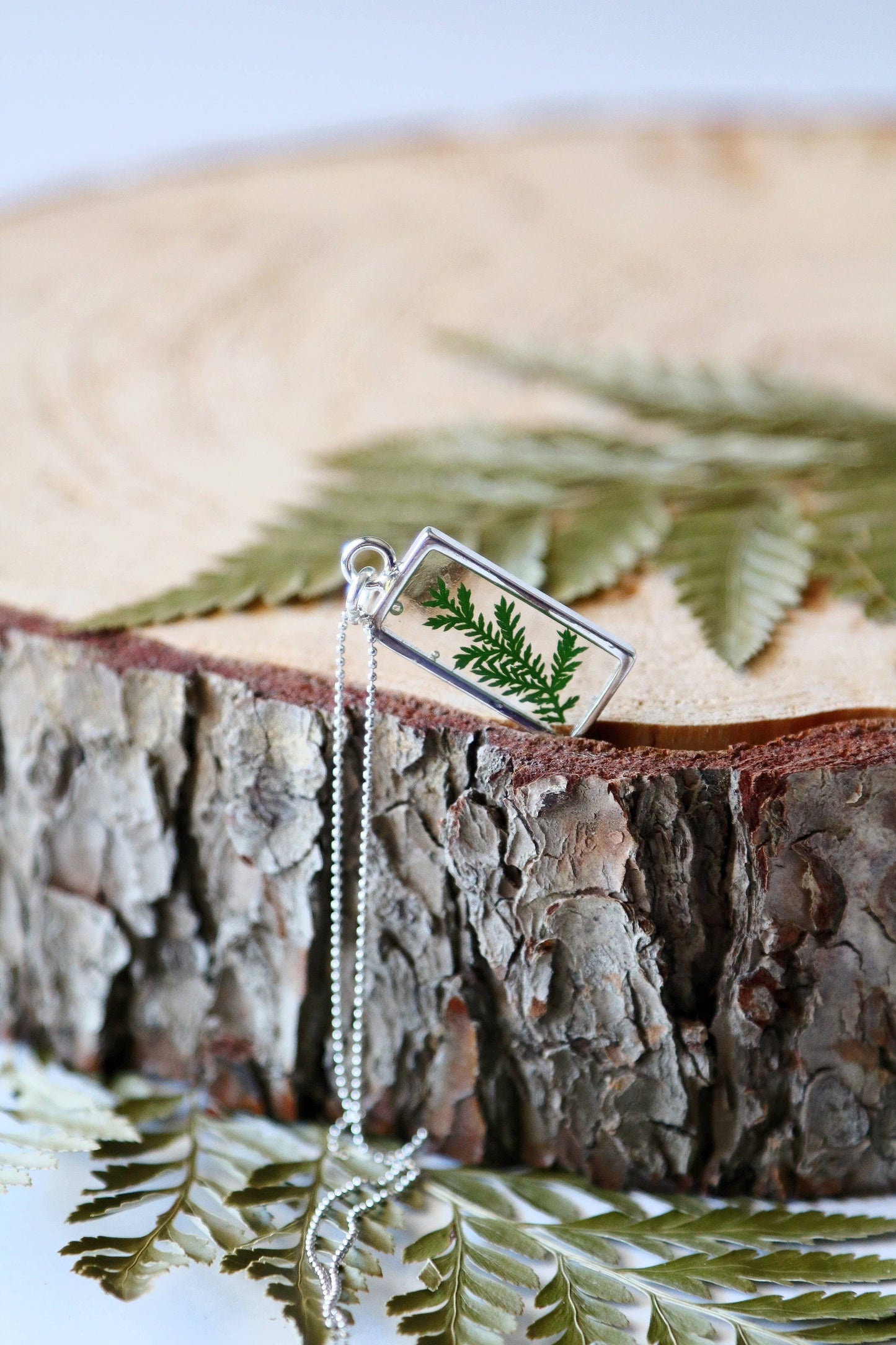 Rectangle Necklace | Large Gold Lace Fern