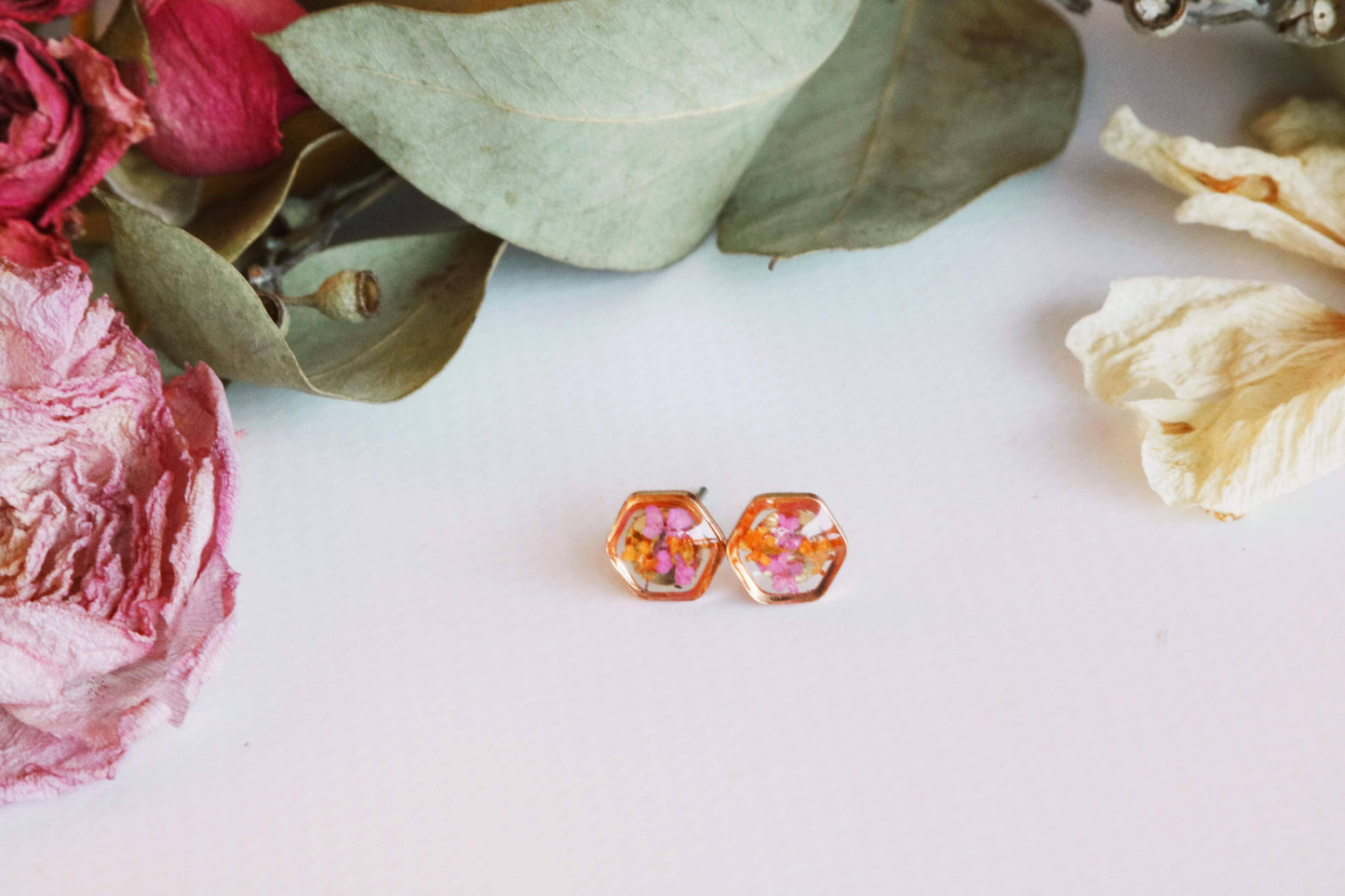 Clous d'oreilles hexagonaux | Silver Nature