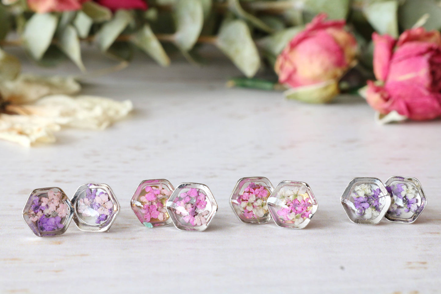 Clous d'oreilles hexagonaux | Silver Nature