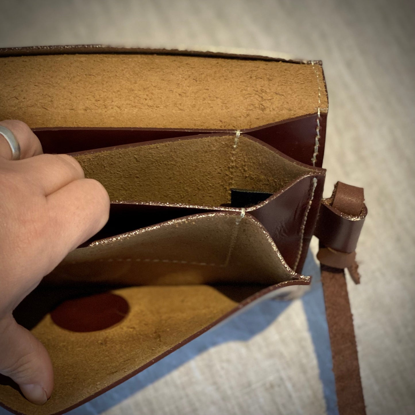 Leather Crossbody Envelope Purse | Honey Brown