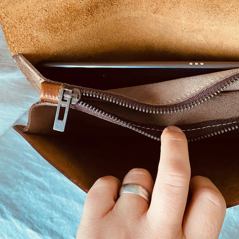 Small Leather Tablet Portfolio | Midnight Black