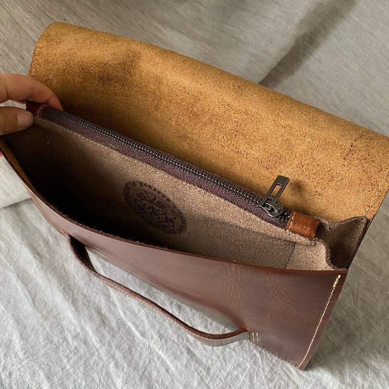 Small Leather Tablet Portfolio | Midnight Black