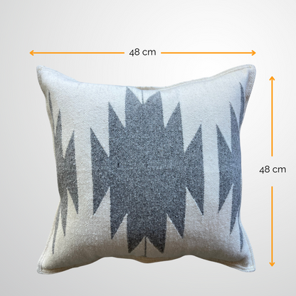 Handwoven Wool Pillow Cover | Warm White & Grey