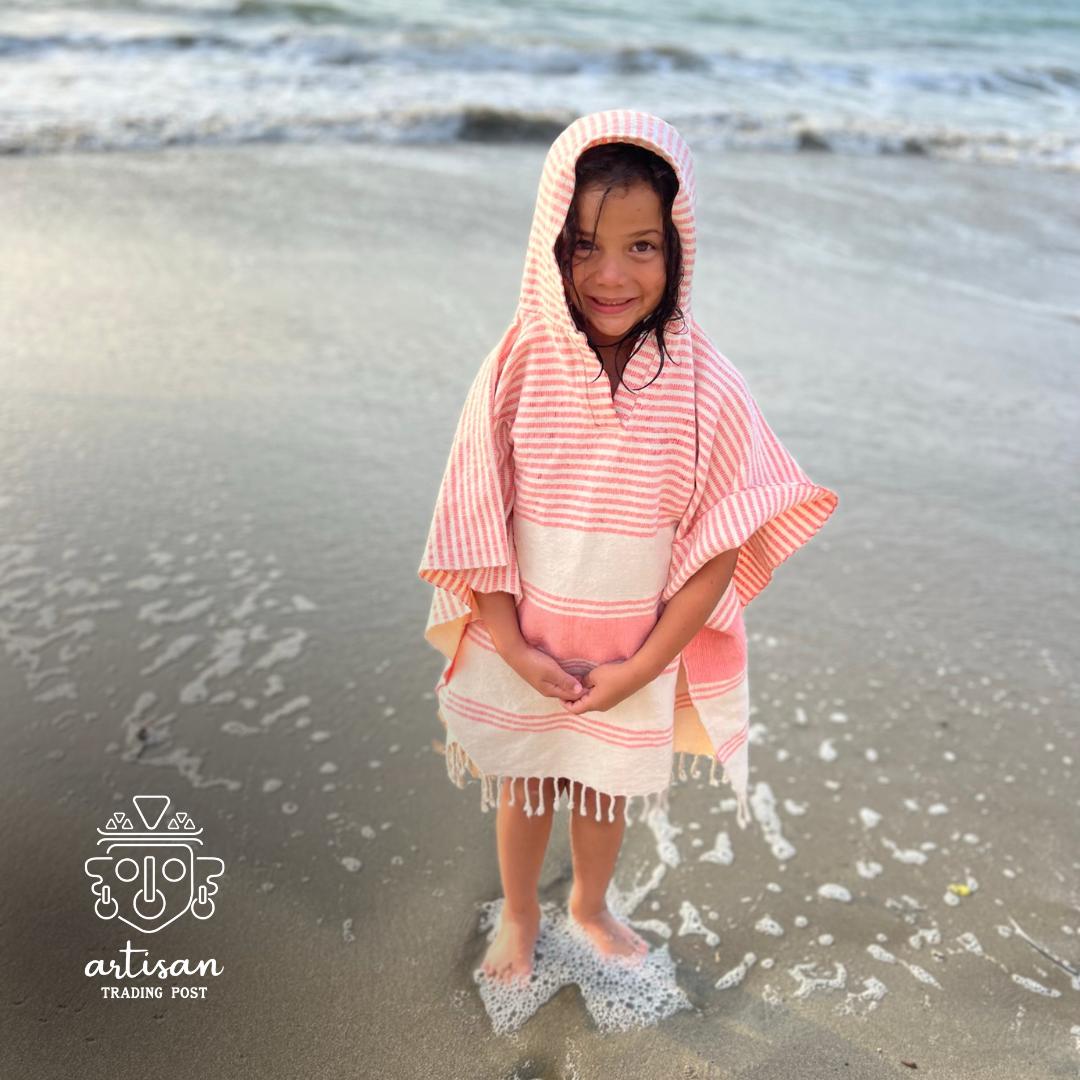 Junior Boat Poncho | Handwoven Cotton | Lake Rosseau Rose