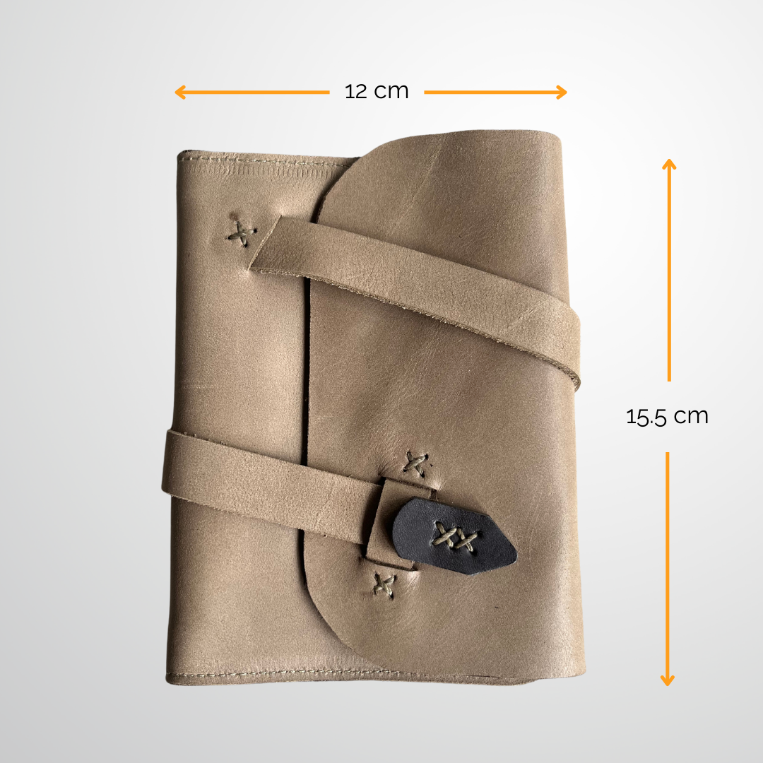 Leather Passport Wallet with Wrap Closure | Sand