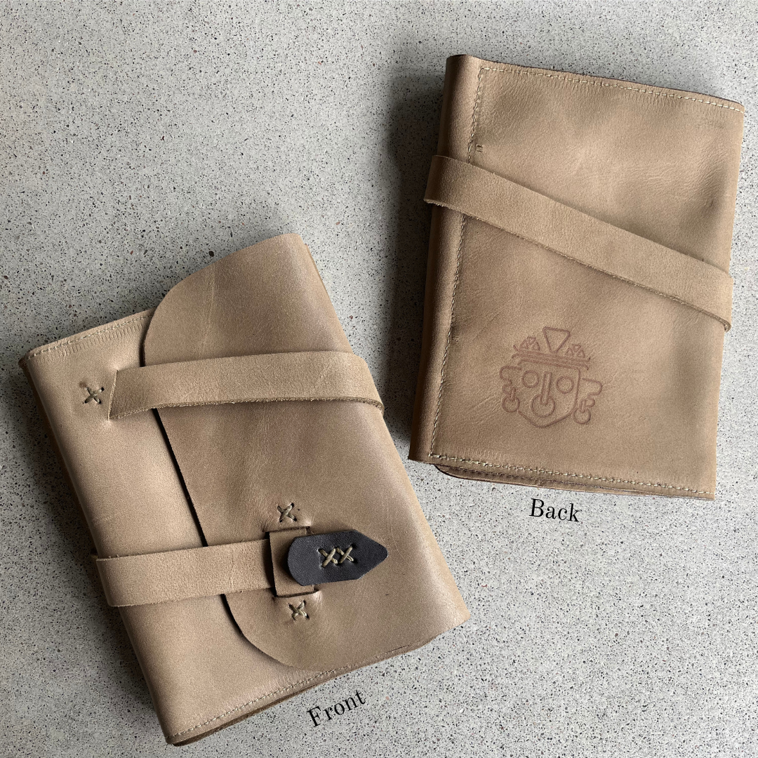 Leather Passport Wallet with Wrap Closure | Sand