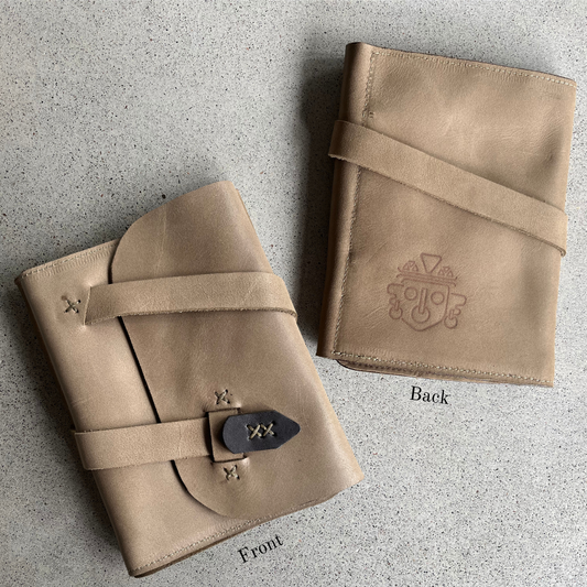 Leather Passport Wallet with Wrap Closure | Sand