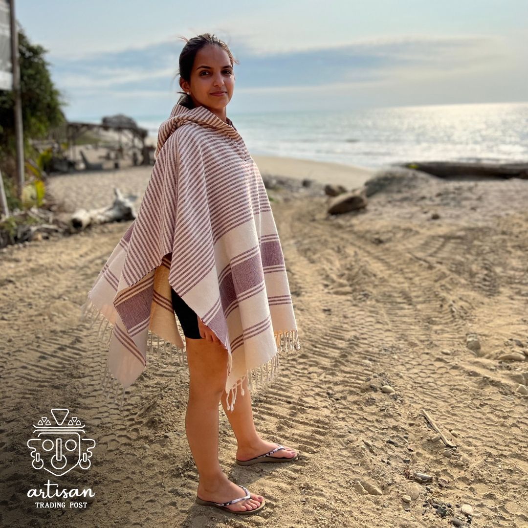 Poncho bateau | Coton tissé à la main | Bala Berry