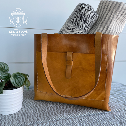 Classic Leather Tote | Honey Brown