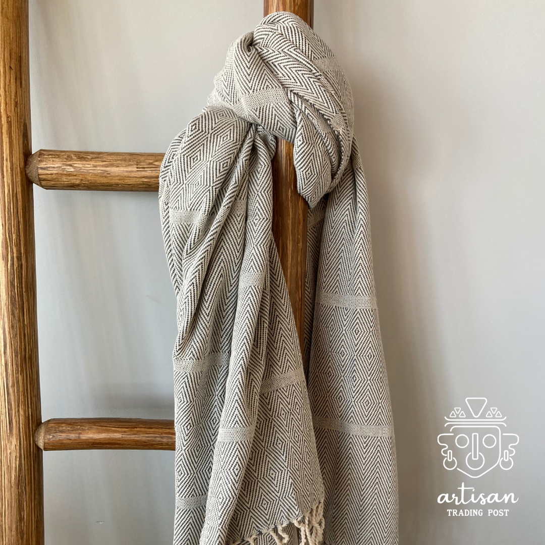 Couverture de bateau | Coton tissé à la main | Gris pierre