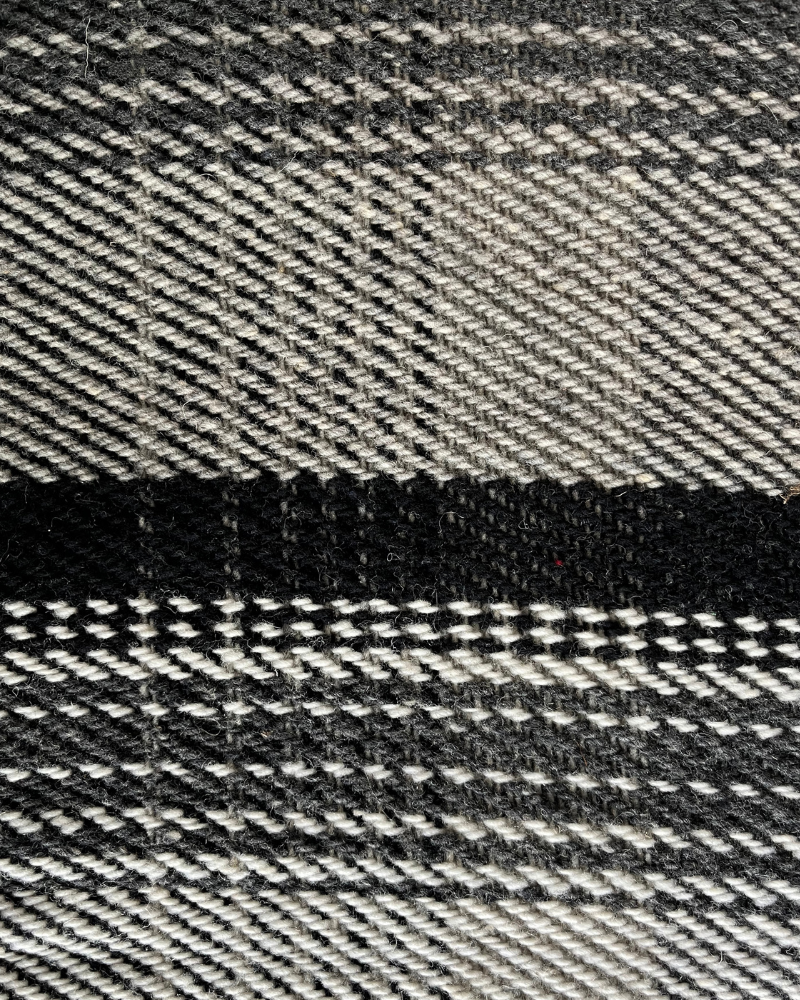 Handwoven Wool Poncho Wrap | Charcoal Plaid