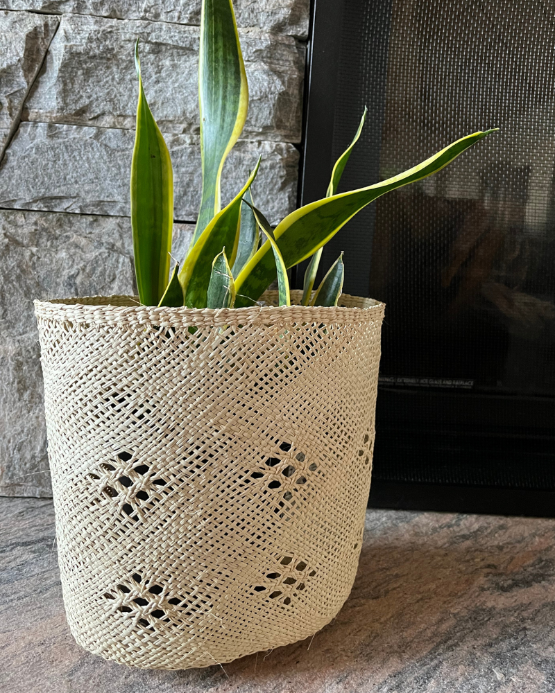 Panier ovale Flora | Petit panier en bambou naturel tissé à la main