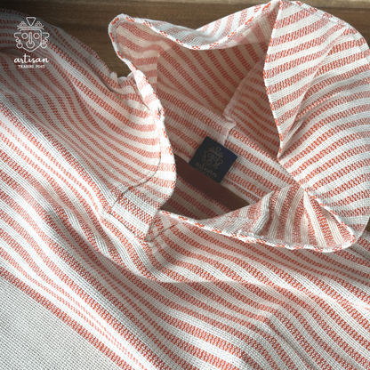 Junior Boat Poncho | Handwoven Cotton | Sunset Orange