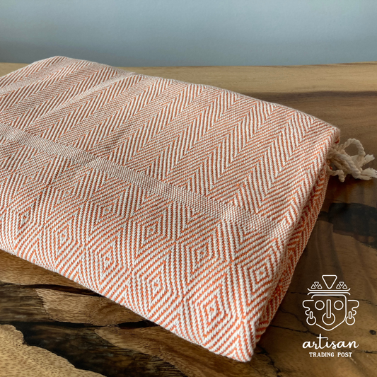 Boat Blanket | Handwoven Cotton | Sunset Orange