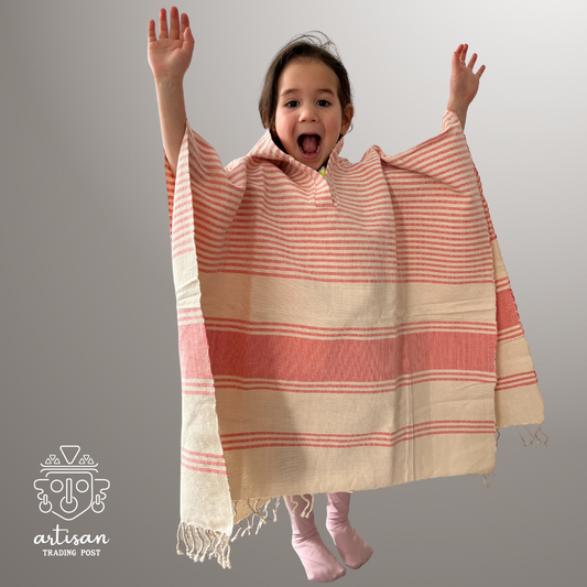 Junior Boat Poncho | Handwoven Cotton | Lake Rosseau Rose