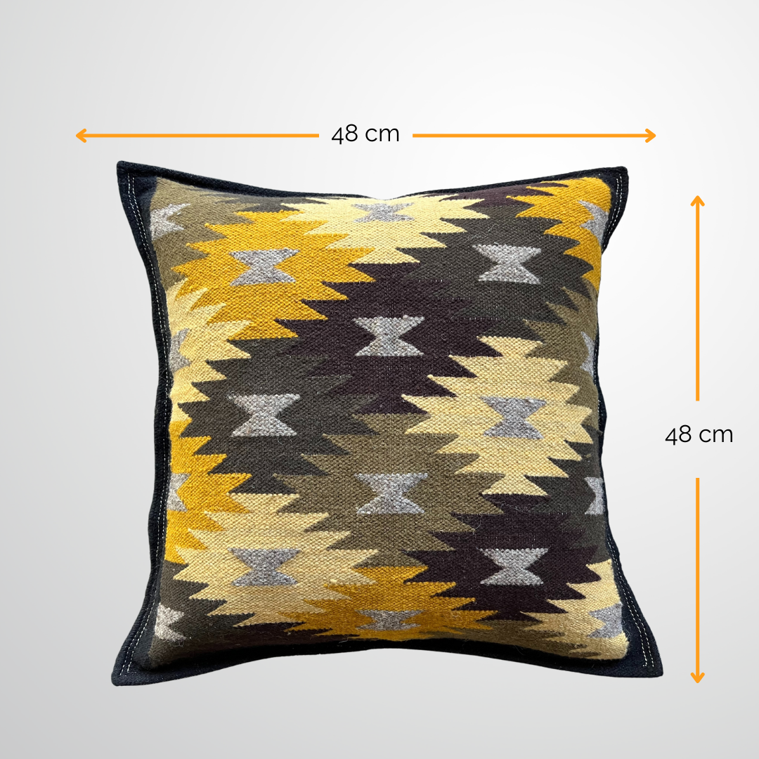Handwoven Wool Pillow Cover | Geometric Earth Tones