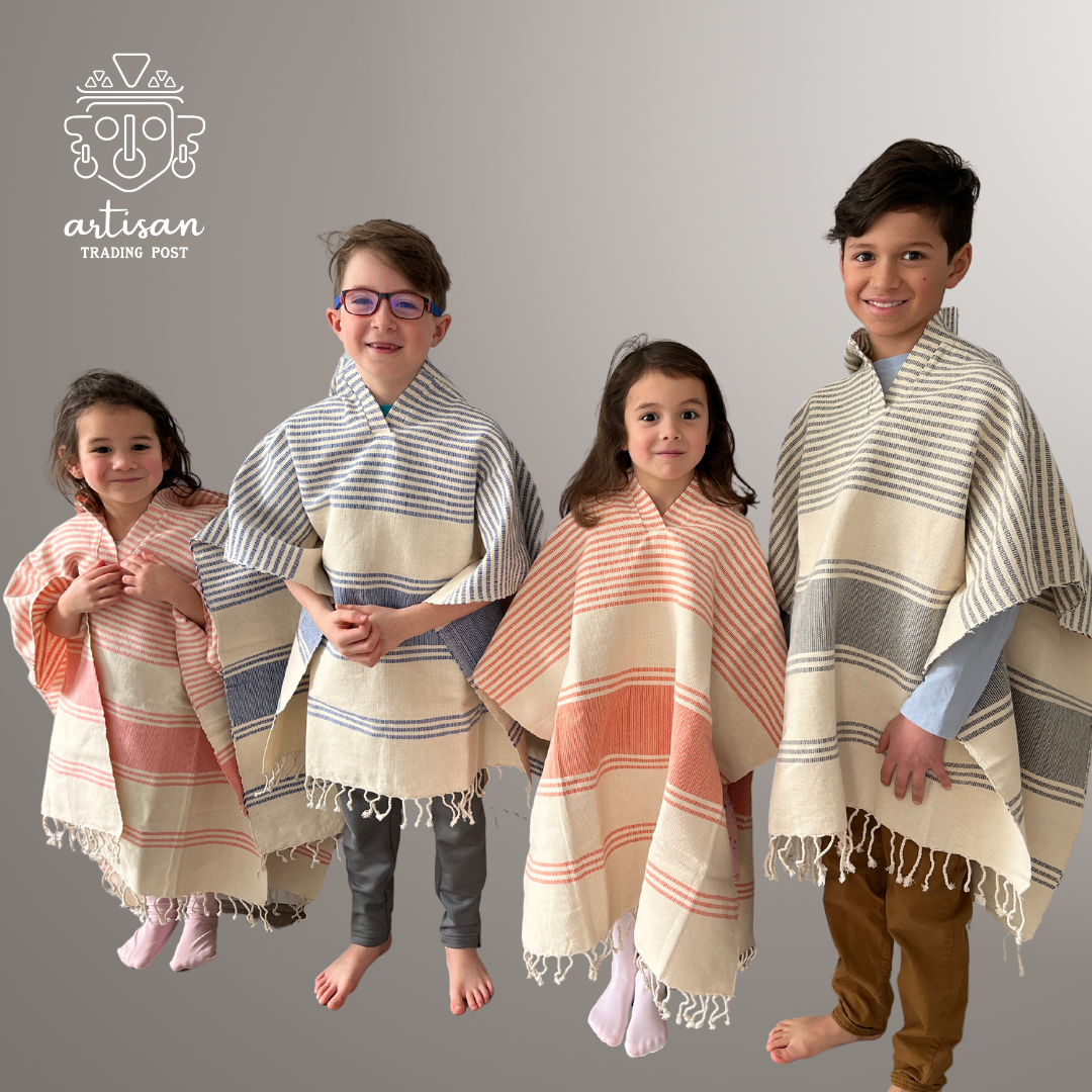 Junior Boat Poncho | Handwoven Cotton | Smoke Grey