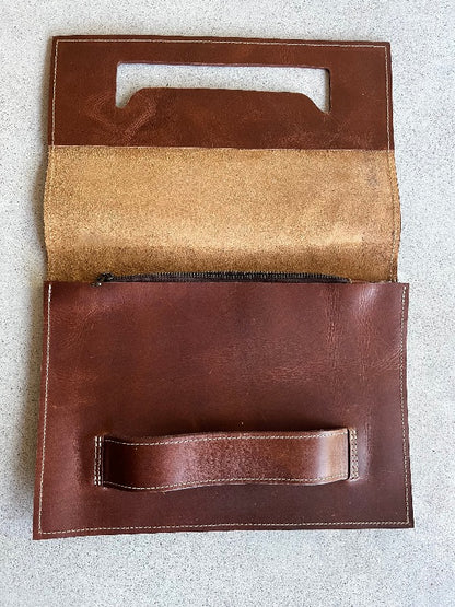 Small Leather Tablet Portfolio | Chocolate Brown