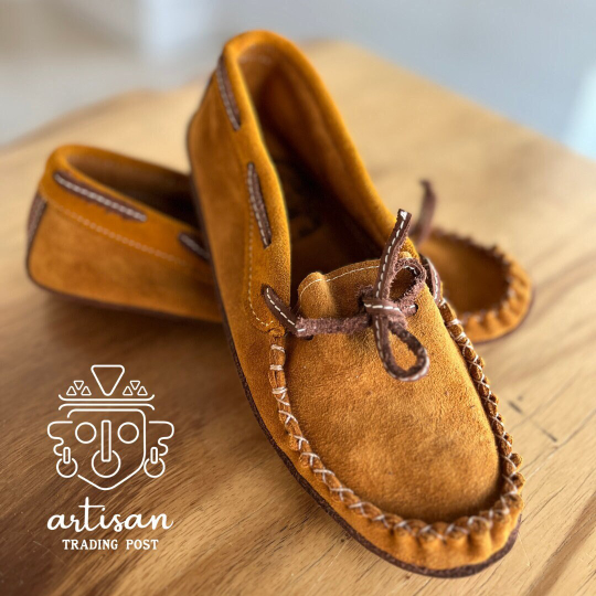 Handmade Suede Leather Moccasin Honey Brown