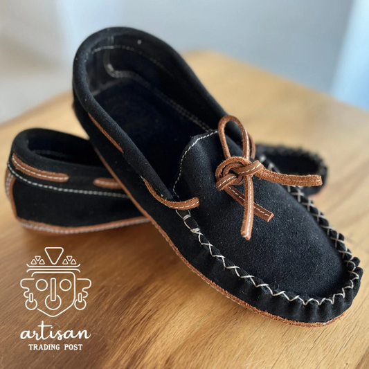 Handmade Suede & Leather Moccasin | Midnight Black