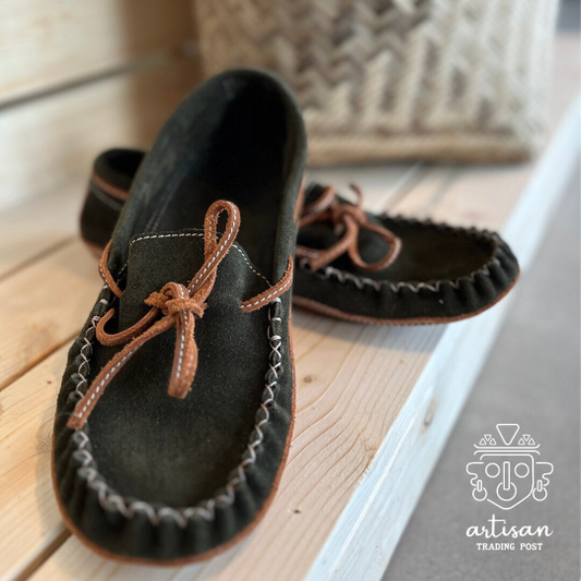 Handmade Suede & Leather Moccasin | Deep Green