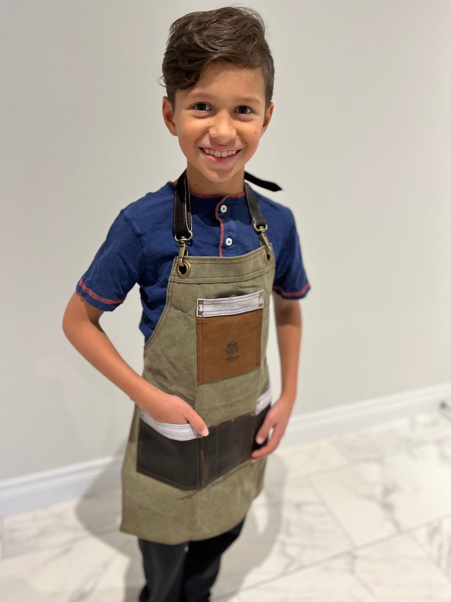 Tablier artisan junior | Toile et cuir