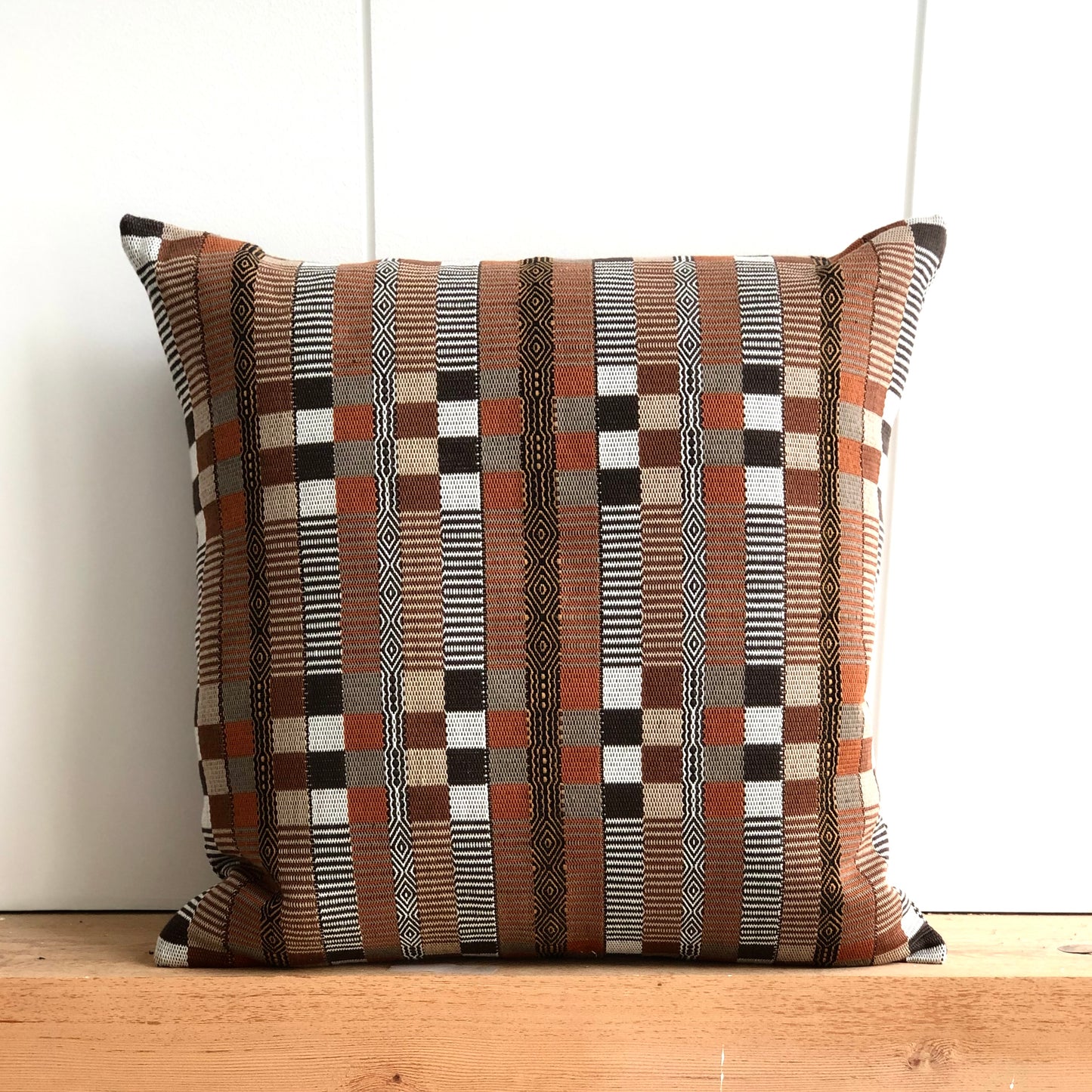 Handwoven Cotton Acrylic Pillow Cover | Lumber Brown