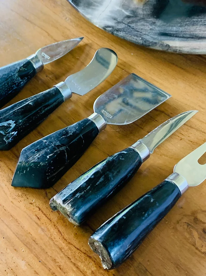 5 Piece Cheese Knife Set | Petrified Wood