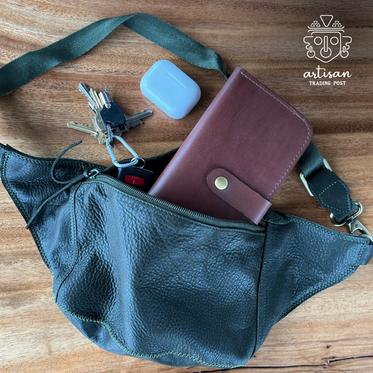 Leather Belt Bag | Dark Green Fanny Pack