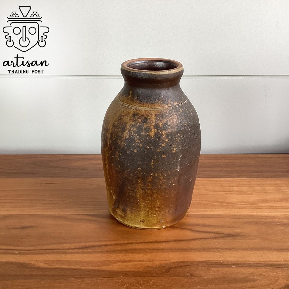 Vintage Earthenware Vase Medium | Brown Patina