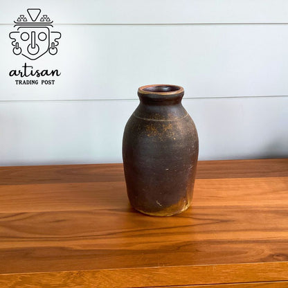 Vintage Earthenware Vase Medium | Brown Patina