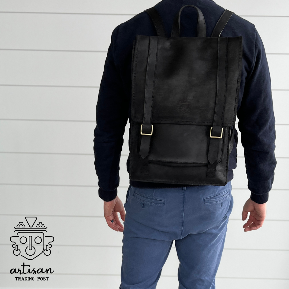 Large Leather Backpack | Black