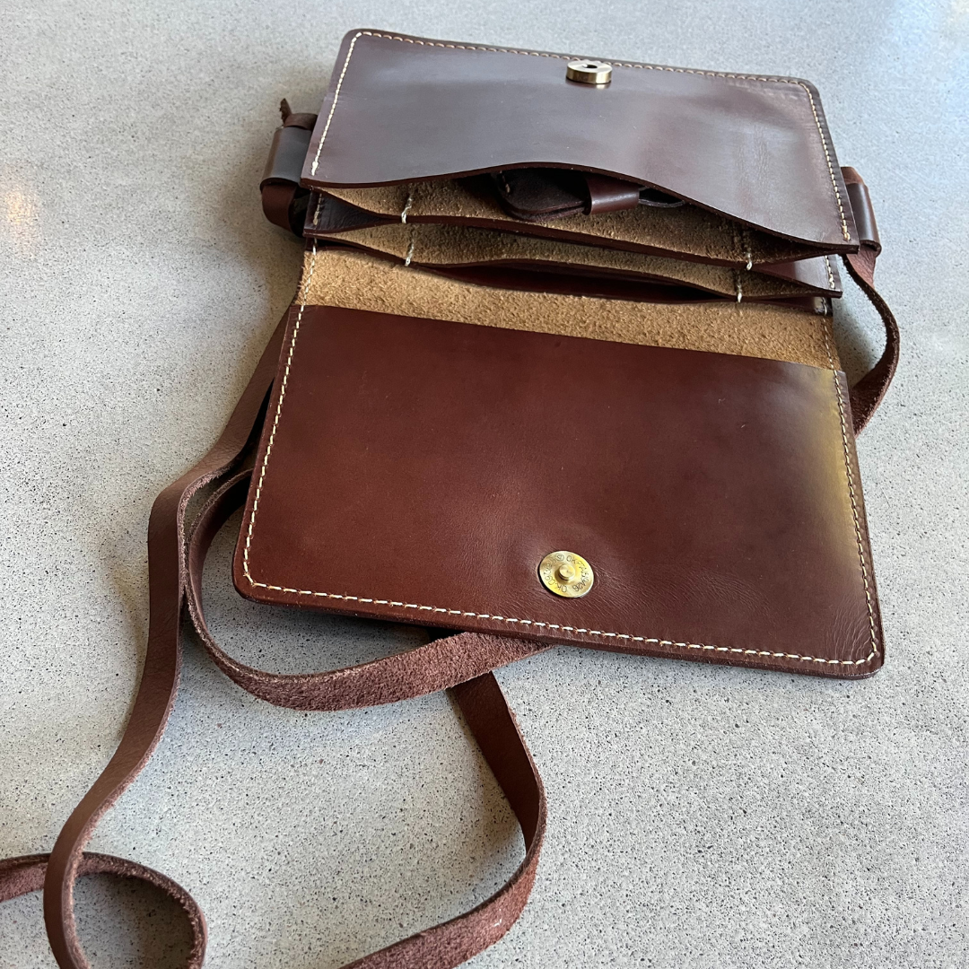 Leather Crossbody Envelope Purse | Chocolate Brown