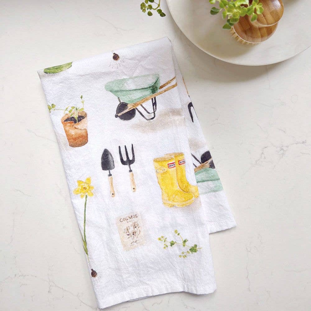 Gardening | Watercolour Print Tea Towel