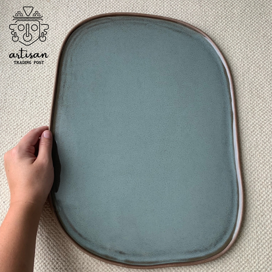 Ceramic Lake Platter Large | Blue Mist