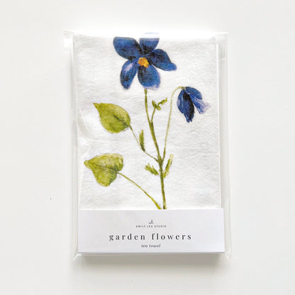 Garden Flowers | Watercolour Print Tea Towel