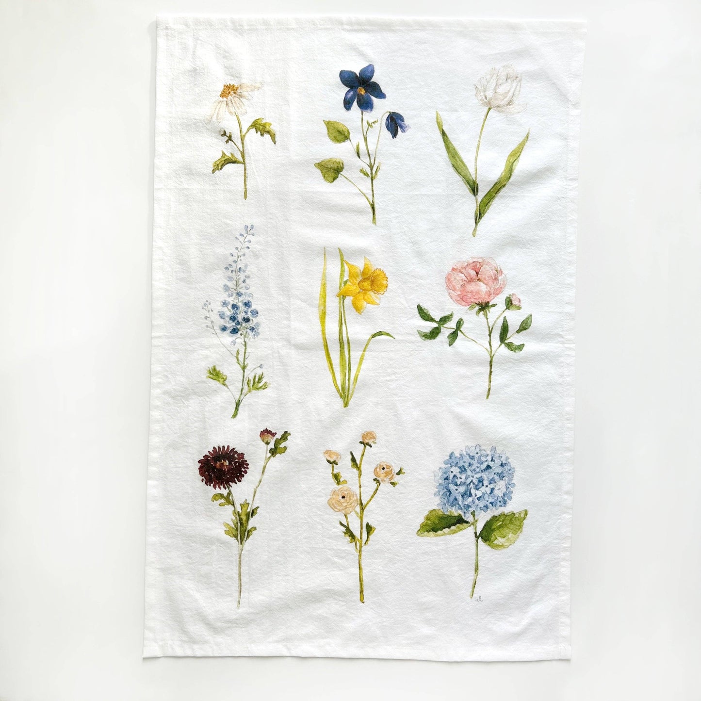 Garden Flowers | Watercolour Print Tea Towel