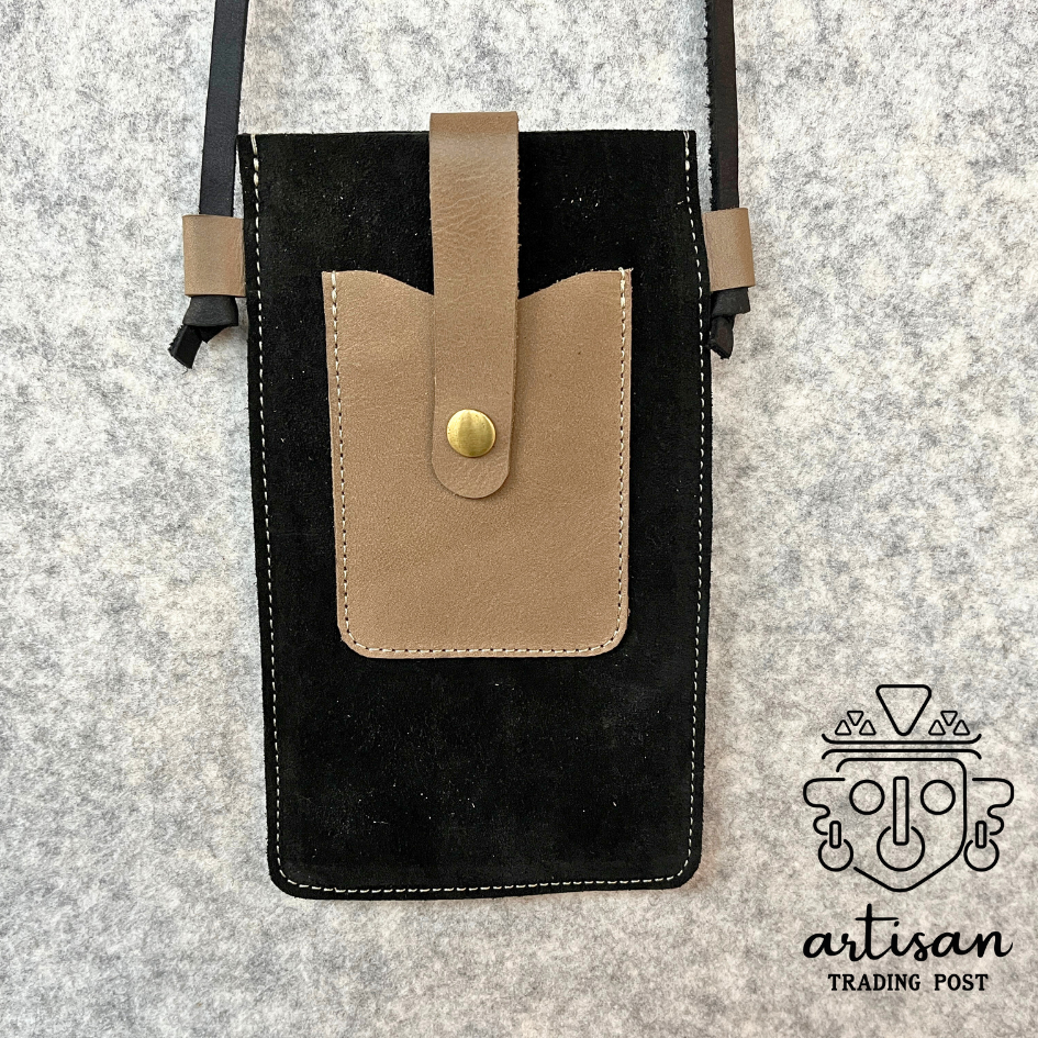 Crossbody Cell Phone Purse | Black with Sand