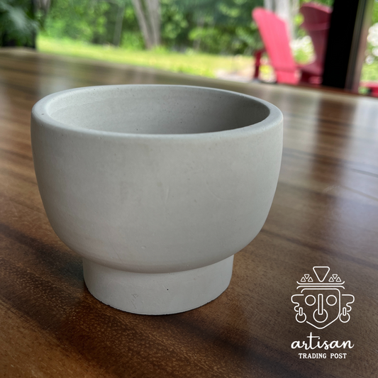 Pedestal Bowl | Hand-poured Concrete in White