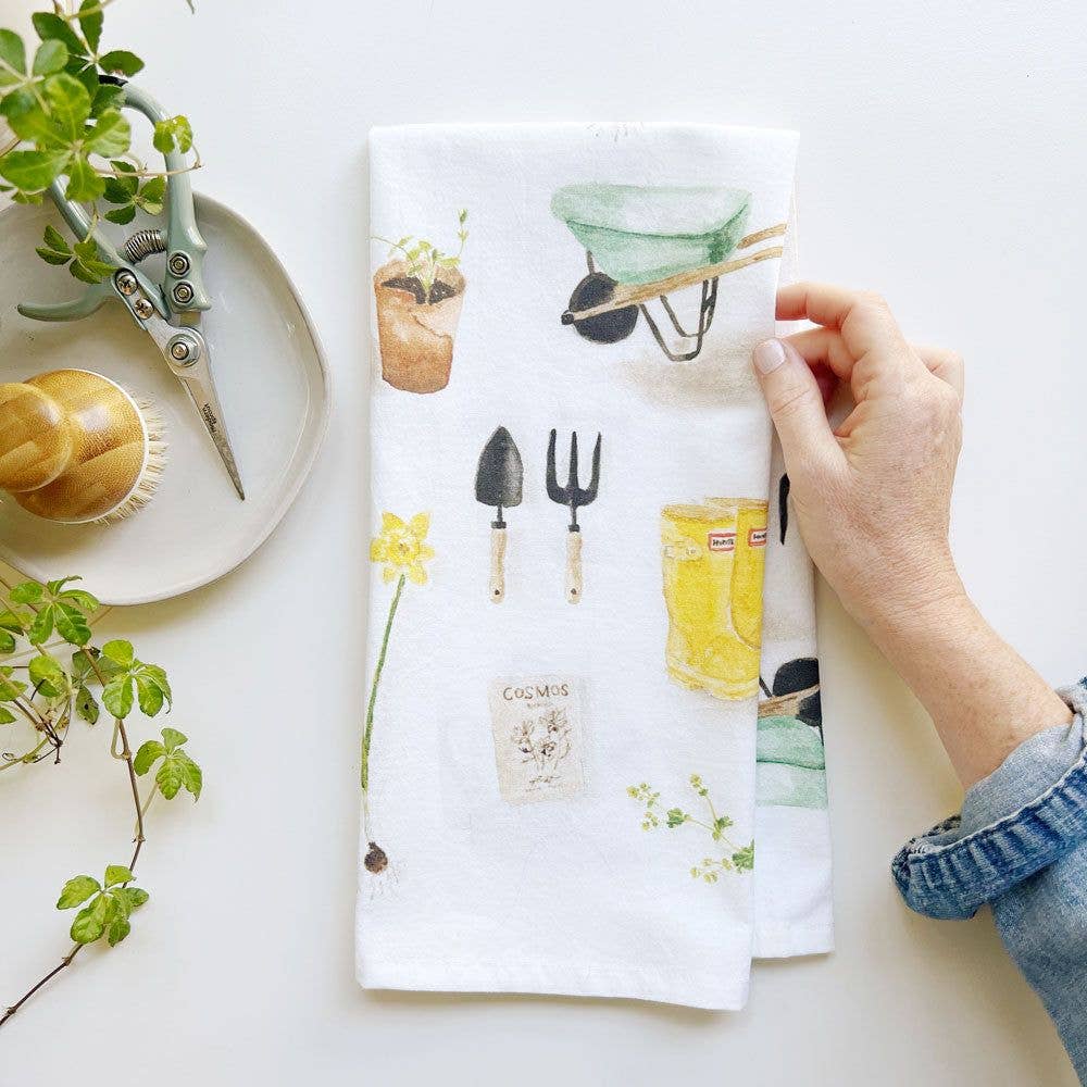 Gardening | Watercolour Print Tea Towel