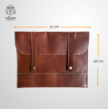 Large Leather Tablet Portfolio | Chocolate Brown