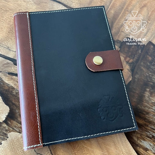 Refillable leather journal | Black with Chestnut
