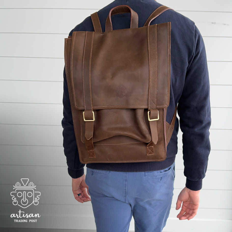 Large Leather Backpack | Brown