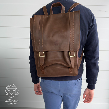 Large Leather Backpack | Brown