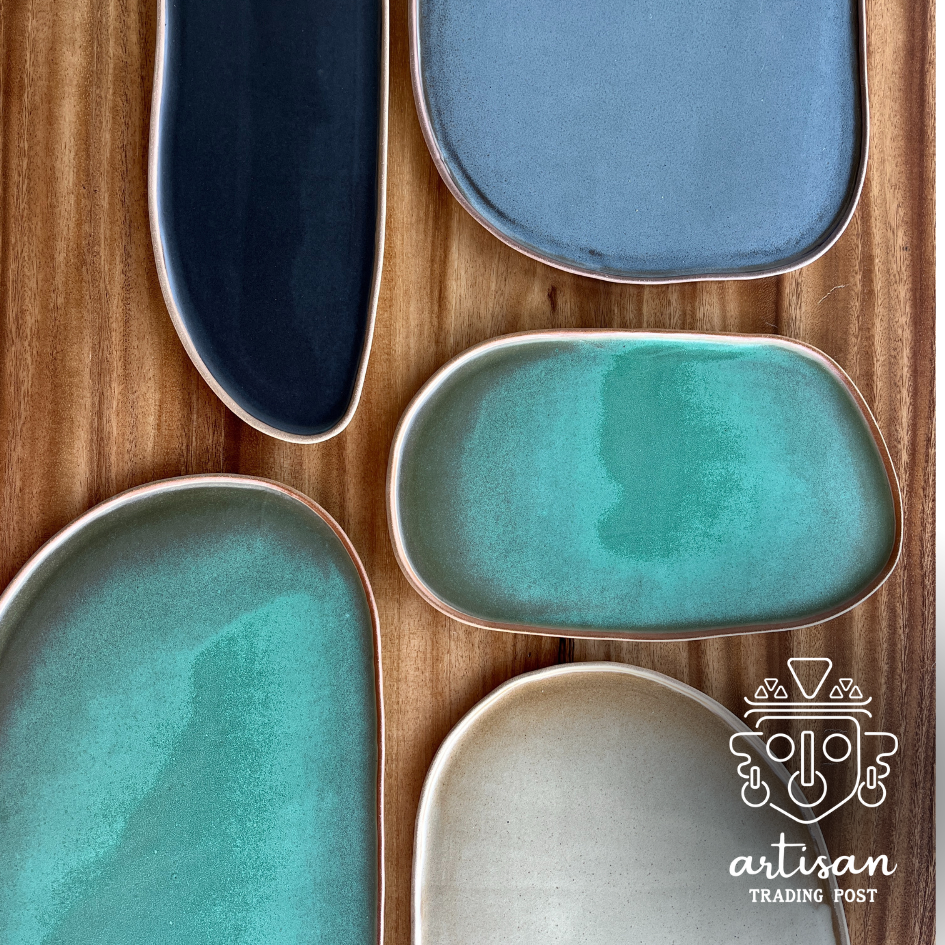 Ceramic Lake Platter Large | Blue Mist