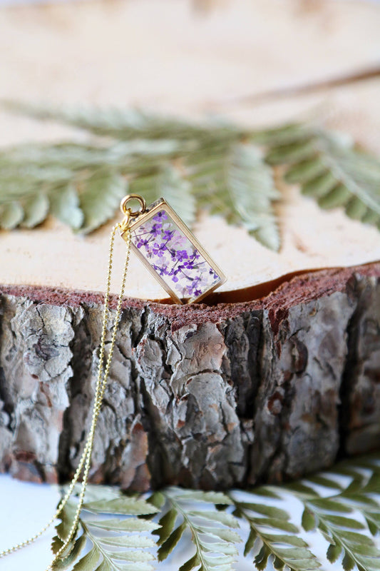 Collier rectangulaire | Medium Gold Purple