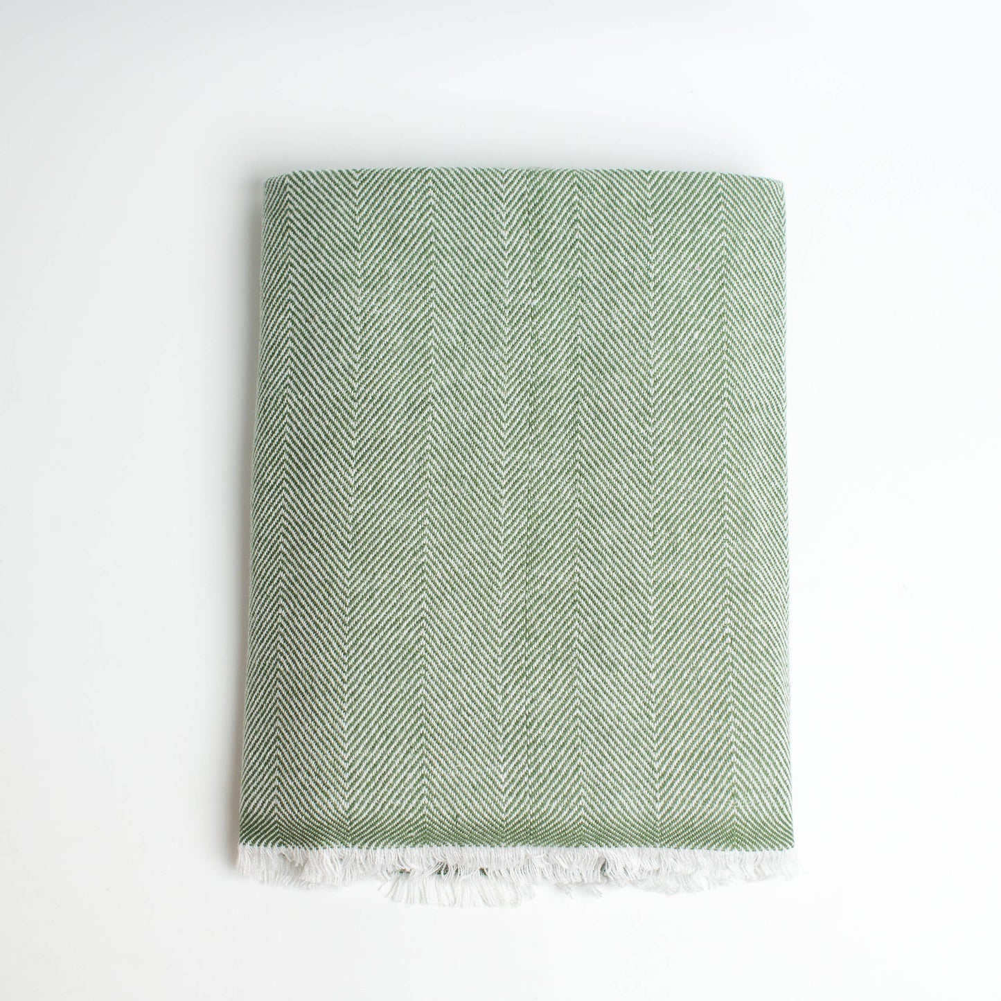 Luxury Cashmere Throw Blanket | Green Chevron