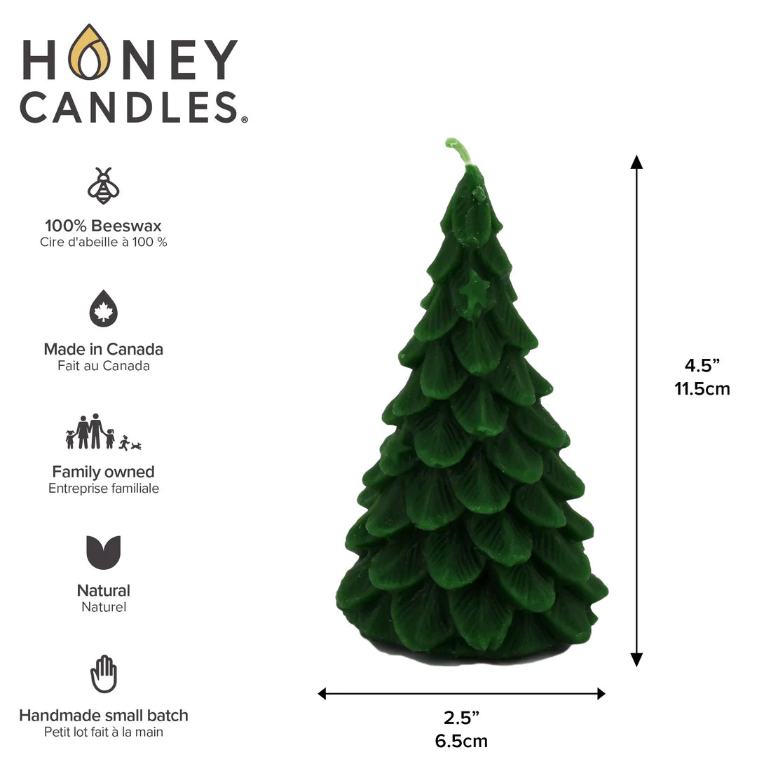 Natural Beeswax Candle | Green Yule Tree